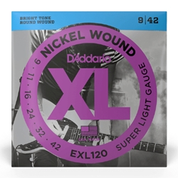 D'Addario EXL120 Nickel Wound Electric Guitar Strings, Super Light, 9-42